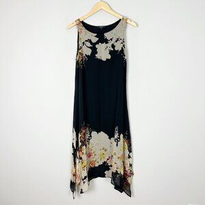 Dressori Silk Floral Midi Dress Whimsical Flowy Boho Size Medium Women's